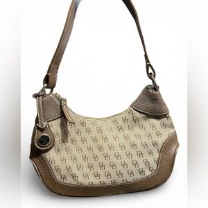 Dooney & Bourke Vintage Signature Print Mini Hobo Khaki Jacquard Canvas